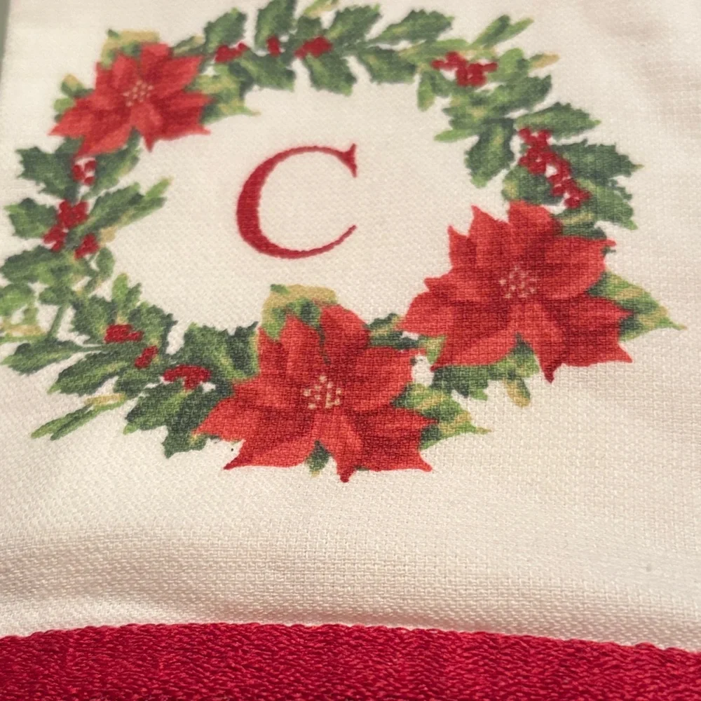 Towel kitchen 17” x 28” monogram Winter Wonderland cotton